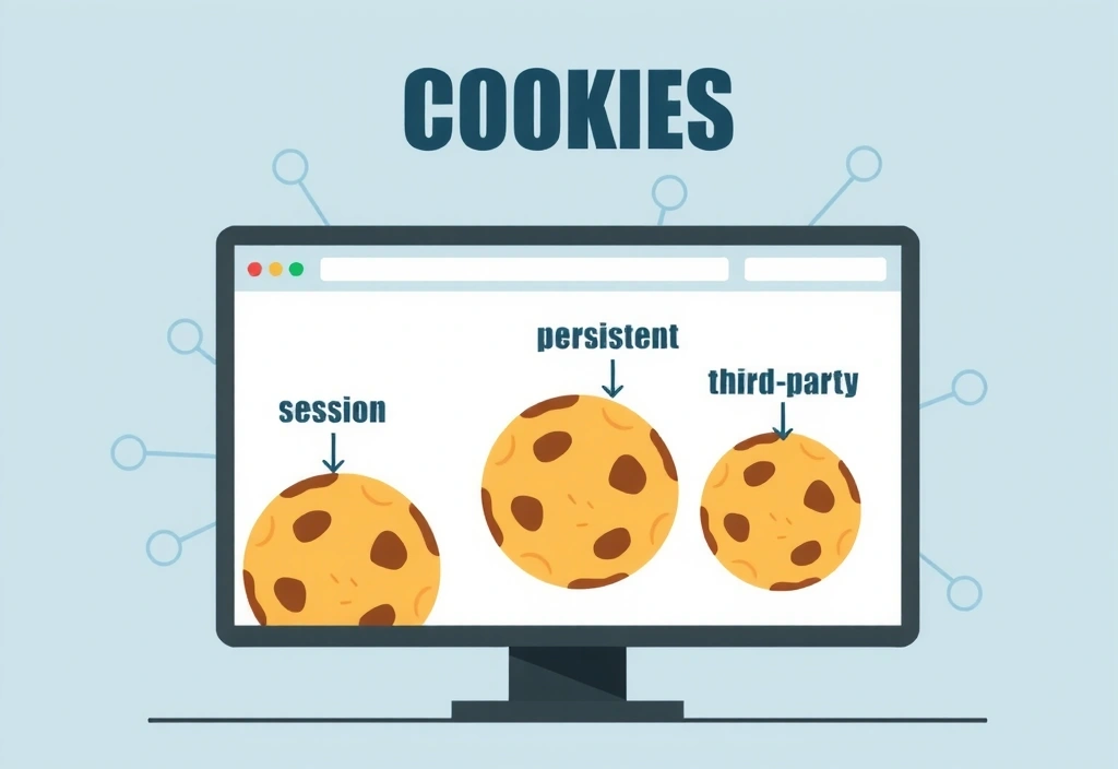 Illustration of various cookie types and their digital representation