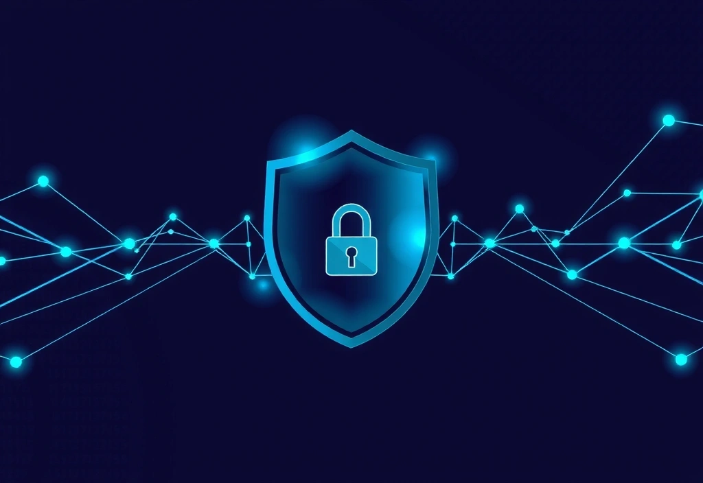 Abstract illustration of data privacy with a secure padlock icon and digital elements